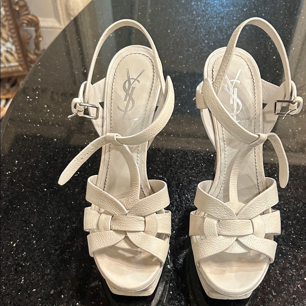 Yves Saint Laurent Women's White Strappy Sandals